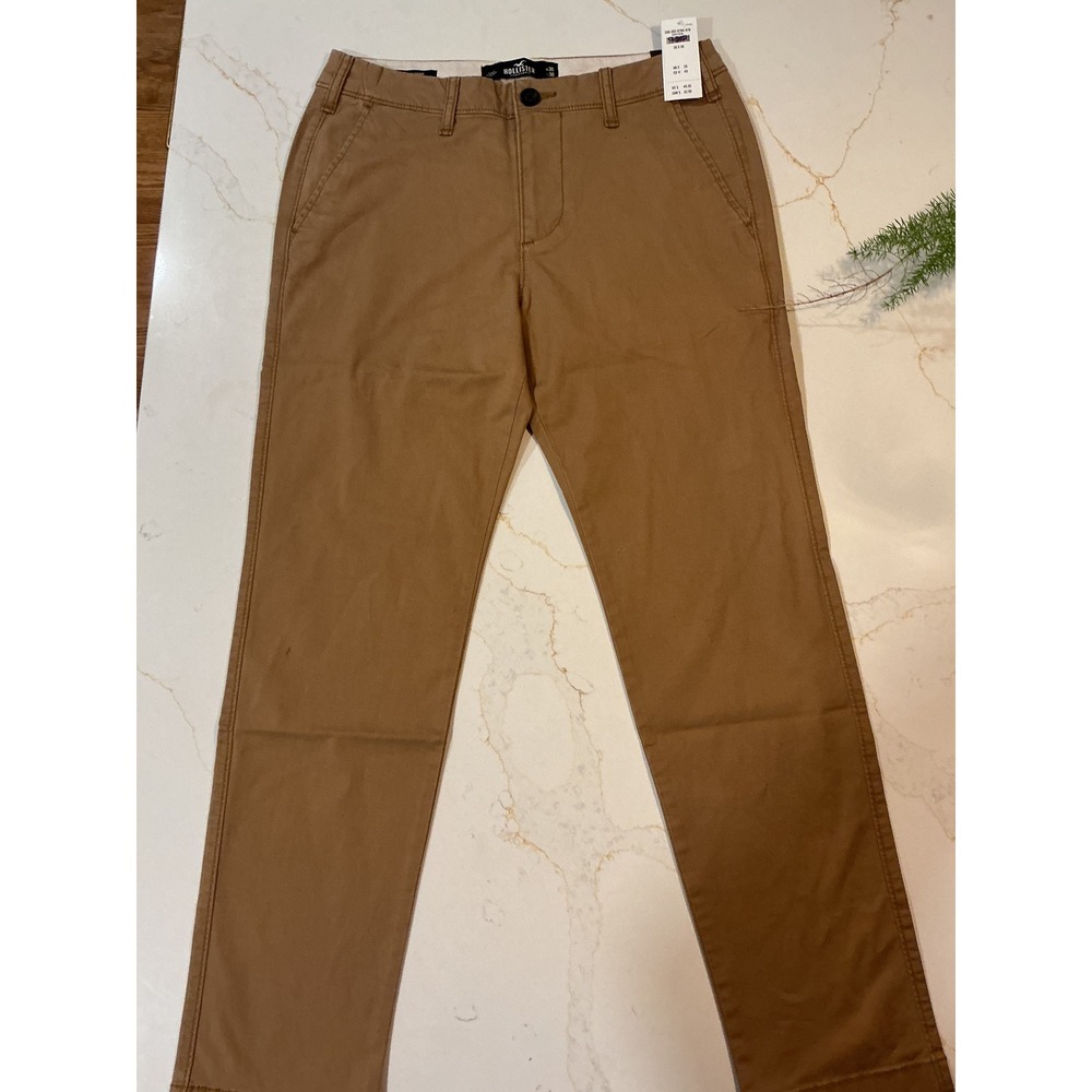 Hollister Mens Epic Flex Skinny Chino Pants Khaki Brown 30x30 NWT